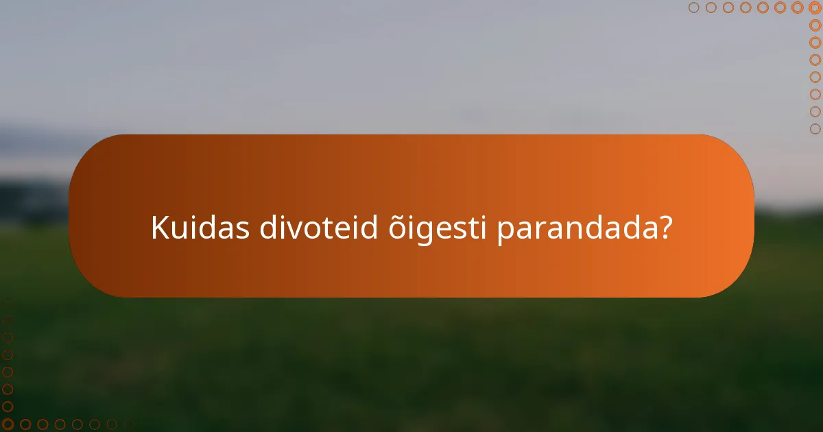 Kuidas divoteid õigesti parandada?