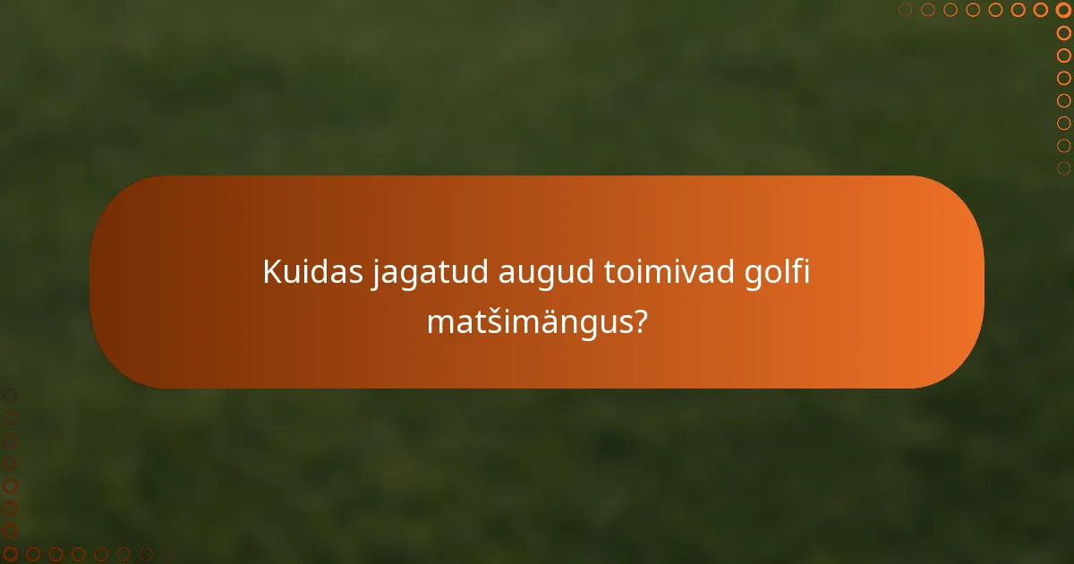 Kuidas jagatud augud toimivad golfi matšimängus?