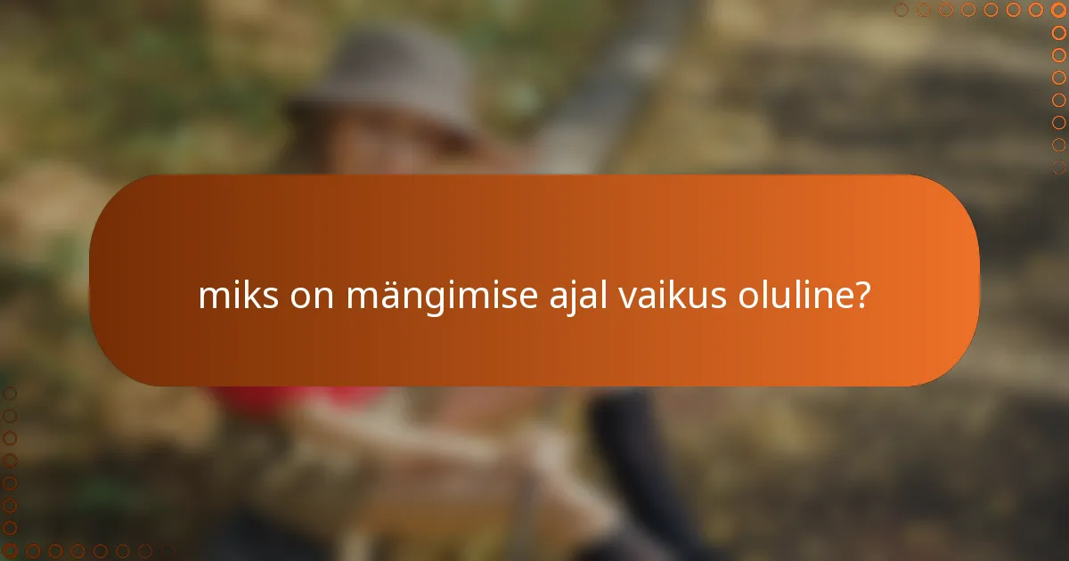 miks on mängimise ajal vaikus oluline?