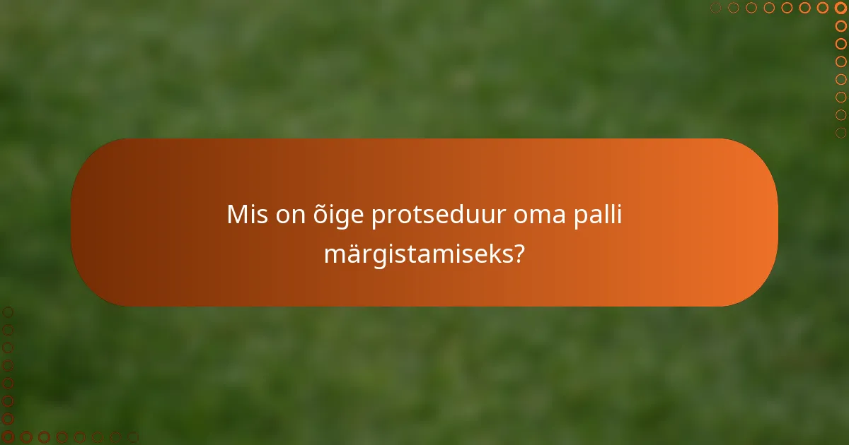 Mis on õige protseduur oma palli märgistamiseks?